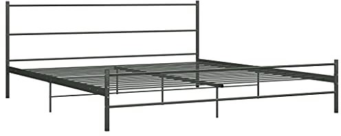 vidaXL Bettgestell Zeitloses Design Metallbett Bett Schlafzimmerbett Doppelbett Schlafzimmermöbel Ehebett Bettrahmen Grau Metall 180x200cm