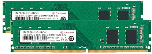 Transcend JM2666HLG-16GK Mémoire RAM KIT 8 Go x 2 DDR4 2666 MHz U-DIMM 1R x 16 1.2 V