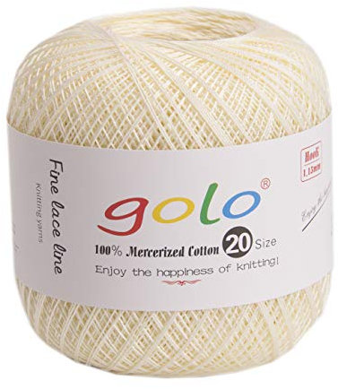 golo Strickgarn Häkelgarn 20 für handgestricktes Häkelgarn Gewinde häkeln (Pearl white)
