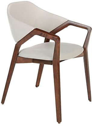 Angel Cerdá - Chaise de Salle à Manger Rembourrée en Similicuir Vison avec Dossier Enveloppant et Pieds en Bois de Noyer - Style et Confort pour Les Salons et Les Salles à Manger - 57 x 58 x 80 cm