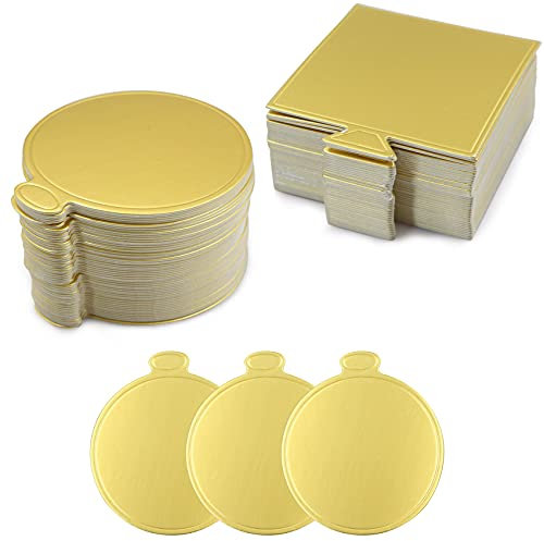 Base para tartas, base de cartón, base para tartas, mousse, tabla para tartas, accesorios para hornear, dorados, redondosy espacios, juego de herramientas para decoración de pasteles (100 unidades)
