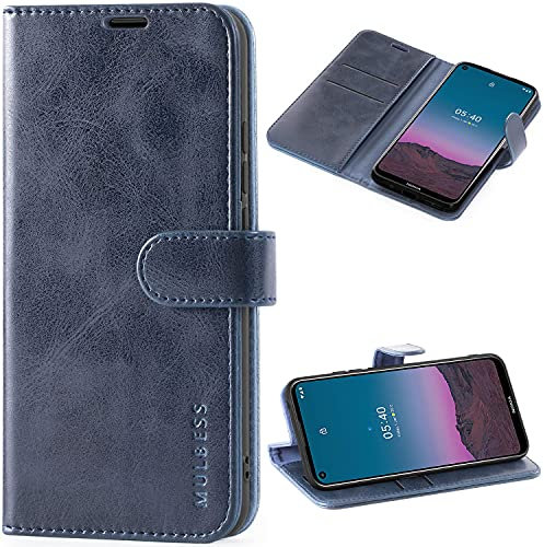 Mulbess Handy-Hülle für Nokia 5.4 Schutzhülle, Magnet Handyhülle Leder, Flip Wallet Cover, Kartensteckplatz, Vintage Dunkel Blau
