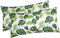 Baumwoll Renforcé Kissenbezug - 2er Set in 40x80cm - Tropische Blätter in Grün/Weiß - Kopfkissen-Bezug, Kissenhülle, Dekokissenbezug aus 100% Baumwolle (K-031/1-Grün)