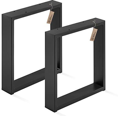 LAMO Manufaktur Tischbeine für Sitzbank, Couchtisch, Beistelltisch, Simple Massive, Vierkantprofil 80x20 mm, Tischgestell 40x43 cm (BxH), Schwarz, 2 Stück, LTS-01-C-BB-9005