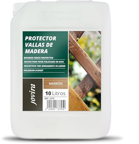 JOVIRA PINTURAS Protector para Vallas de Madera. Emulsión de aceites para proteger la madera. (10 Litros, Marrón) C-28C