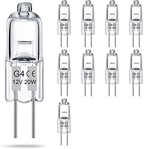 Voarge 10 pezzi G4 Lampadine Alogene, luce frontale specchio a bassa tensione 20W, lampada a capsula per illuminazione interna, camera da letto, stufa, lampada di segnalazione