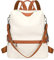 ALTOSY Elegant Damen Echtleder Rucksack Mode Schultertasche Convertible All in One Rucksackhandtasche (S80 Beige/Braun)