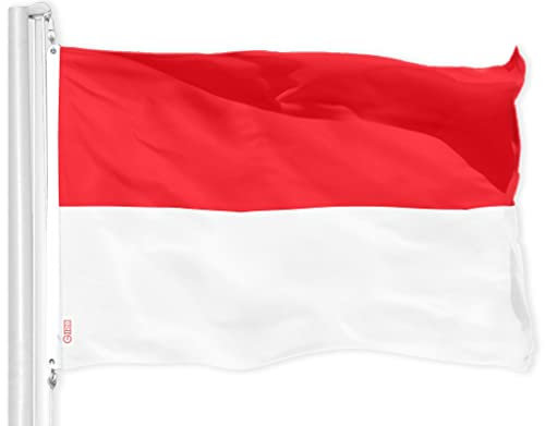 G128 Indonesische Flagge | 90 x 150 cm | bedruckt 150D – für drinnen und draußen, lebendige Farben, Messingösen, hochwertiges Polyester, viel dicker haltbarer als 100D 75D Polyester
