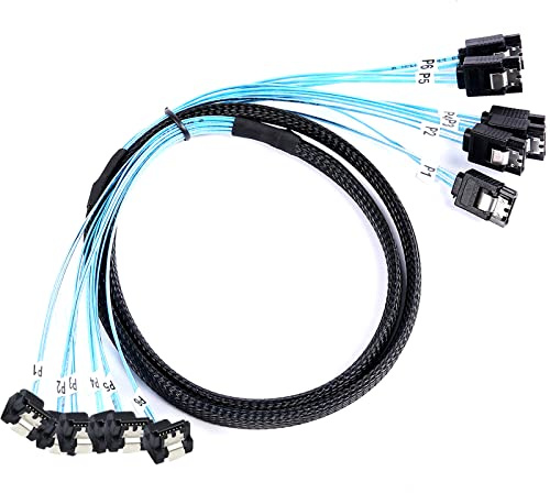 AdcAudx Cavo SATA-III: cavo da 1 m, 6 pezzi/set, SATA a 90 gradi ad angolo retto SAS/SATA-6 Gbps di ricambio per unità CD DVD HDD Server-Raid (3,3 FT)