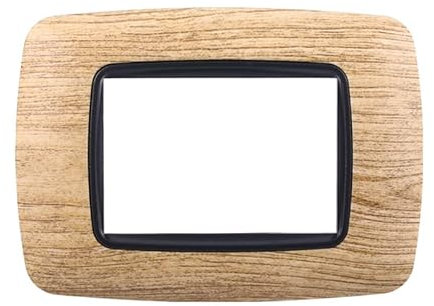 Placca Compatibile Con Bticino Living, Placche Plastica Bombata, 1 Pezzo (3 Posti/Moduli,Legno Chiaro)