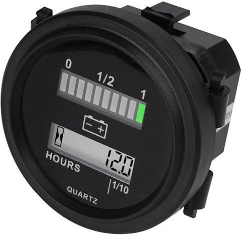 Yooreal 12V 24V 36V 48V 72V Batteriestandsmessung Stundenzähler Batterieanzeige Geeignet für Blei-Säure-Batterien (Trojaner nicht enthalten), Golfwagen, Clubwagen, Wohnmobile, Traktoren etc