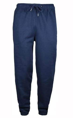 True Face Mens Fleece Joggers Jogging Bottoms Sweatpants with Zip Pockets Casual Elasticated Cuffed Pants Tracksuit Trousers for Workouts and Sports Navy XL