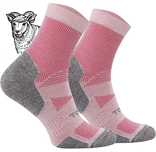 TODO BP Kurz Wandersocken Sommer Herren und Damen - Wolle Trekking Socken Atmungsaktiv, Anti Blasen, Belüftung (Kurz Rosa, 39-42)
