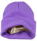 Damen-Wintermütze, mit Satin gefüttert, Zopfstrick, mit Bündchen und Seidenfutter, dick, grob, warm, Bündchen-lila, Einheitsgröße