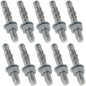 AERZETIX - C69492-10x Perno tornillo de anclaje rosca larga, espárrago de expansión - M8x55mm - en acero galvanizado - para hormigón, piedra