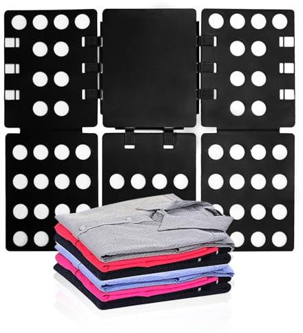 GYE T Shirt Folding Board T Shirt Clothes Folder Laundry Organizer Durable Tool Plastic Easy and Fast Folding Board for Kid Children and Adult to Fold Clothes (Black)