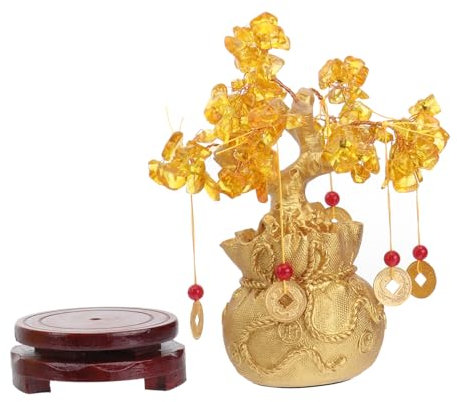 Abaodam 2 STK Edelstein-Bonsai-Baum Glückliche -Statue Spiritueller Baumschmuck Feng-Shui-baumdekoration Chinesischer Reichtumsbaum Chakra-kristallbaum Zylinder Geldbaum Hölzern