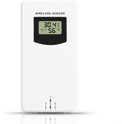 Funksensor für Temperaturfeuchtigkeit, für FanJu-Wetterstation Bahnhof, Kabellos Draussen Sensor, Wandhalterung oder Tischständer, 433,92 MHz HF Sendefrequenz
