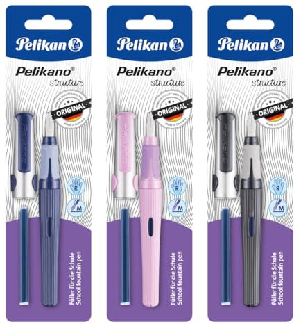 Pelikan Füller Pelikano structure für Rechtshänder, Feder M, keine Farbauswahl möglich, 1 Tintenpatrone inkl., 824569