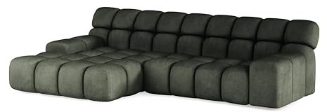 DomiMeble DomoHome - Campile Big Ecksofa mit Schlaffunktion 288 cm Breit Sofa, modern Couch, Eckcouch, Wohnzimmer Möbel, Elektrisch ausfahrbarer Sitz, Sofa L Form (Links, Eden 12)