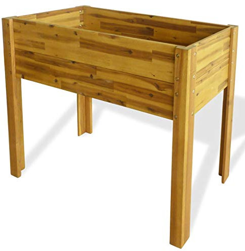 Chaduof Lit surélevé de Jardin Bois Massif d'acacia,Bordure Pierre,Kit Gabion,Gabion Jardiniere