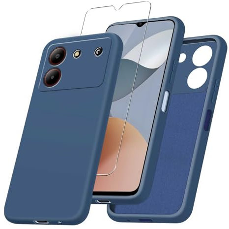 JDXHFF Cover Compatibile con ZTE Blade A54 (6.6) e 1 Pezzi Pellicola Protettiva in Vetro Temperato - Blu Morbido Silicone Custodia Protettivo TPU Protezione Case Blue