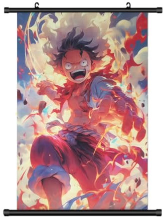 KARMA-X Großes 60x90CM One Piece Kakemono Rollbild | Anime Manga Stoffposter Wallscroll | Wanddeko Geschenk | Motiv: Ruffy Gear 5
