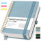 RETTACY Notizbuch B5 kariert, Bullet Journal mit 100 g/m² Dickem Papier, 150 Blatt, Collegeblock für Büro und Schule, Lederhülle, Grau-Blau, 17.6 cm x 25 cm