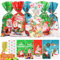 GeeRic 100 Piezas Bolsa de Dulces Navideños,Bolsas Regalo Transparentes de Copo de Nieve con 100 Lazos Retorcidos para Papá Noel, árbol de Navidad y estuche de regalo