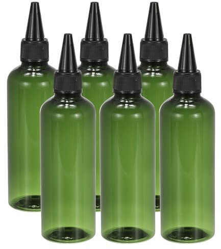 PATIKIL Plastic Applicator Bottle, 6 Pcs 3.4oz(100ml) Leak Proof Refillable Empty Dispenser Container Squeeze Bottle with Twist Top Cap for Hair Ink Liquid Sauces, Green