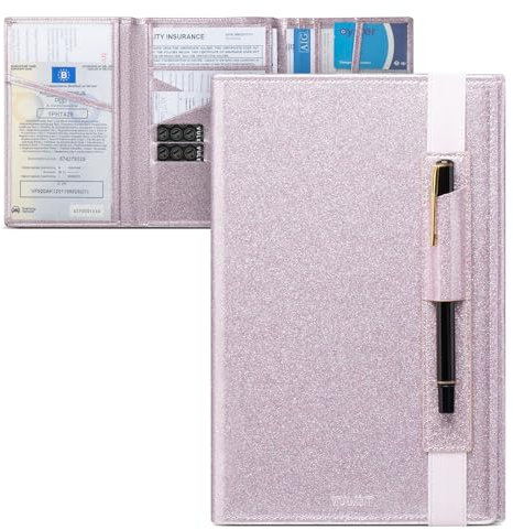 VULKIT Portaoggetti per auto e assicurazione auto, portafoglio portaoggetti portaoggetti in pelle, design a tre pieghe per chiavi dell'auto, porta documenti, documenti essenziali