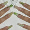 Green French Tip False Nails Long Coffin, SXVME Press on Nails Long Square with 3D Flower Design Leaf Pearl Full Cover Fake Nails Coffin Natural Glue on Nails Acrylic Stick on Nails for Women Nail Art