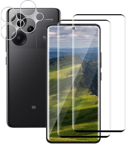 Carantee 2 + 2 piezas Protector de pantalla de cristal templado para Xiaomi Redmi Note 13 Pro Plus 5G, 3D 0 polvo y burbujas protector de pantalla para Redmi Note 13 Pro Plus, cristal transparente