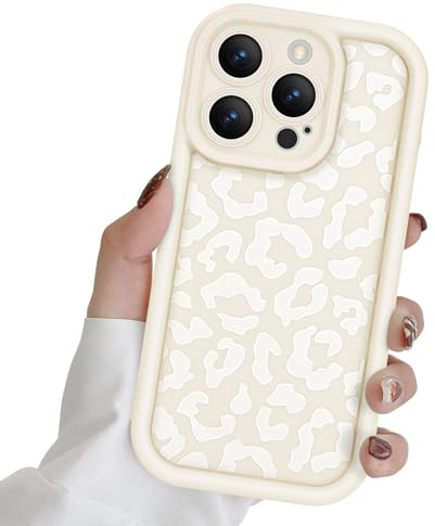 Newseego für iPhone 15 Pro Hülle, Süßes Leopardenmuster Flexibel TPU Handyhülle 6,1 Zoll Stoßfest Fallschutz Anti-Kratz Ästhetisch Niedlich Schutzhülle für iPhone 15 Pro Weiß