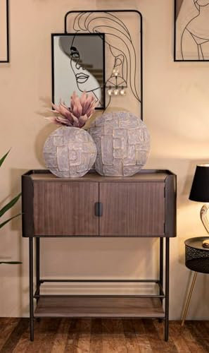 Dmora TV-Schrank Bollengo, Grau, 100x42x110 cm, 2 Regale, 3 Fächer