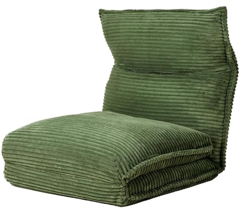 CAFIEDR Lazy Sofa Bed Bodenstuhl mit 5-Fach Verstellbarer Kopfstütze und Rückenlehne Schlafsofa Stuhl Stuhlbezug kann abgenommen und gewaschen Werden zum Lesen, Meditieren(Grün)