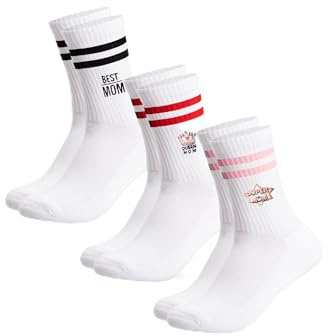 Occulto Chaussettes Sport fete de meres Femme Lot de 3 (modèle: Mom), Chaussettes cadeau maman