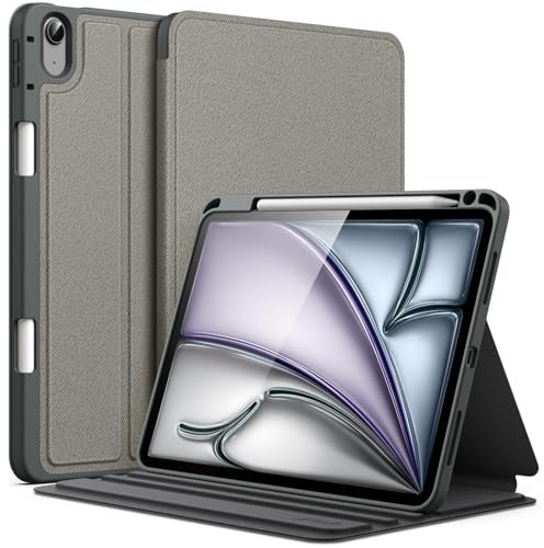 JETech Coque pour iPad Air 11 Pouces M3/M2 (2025/2024), iPad Air 5/4 (2022/2020 5ᵉ/4ᵉ 10,9 Pouces) avec Porte-Stylet, Étui Housse Fine Folio Support, Multi-Angle Affichage (Gris Sidéral)