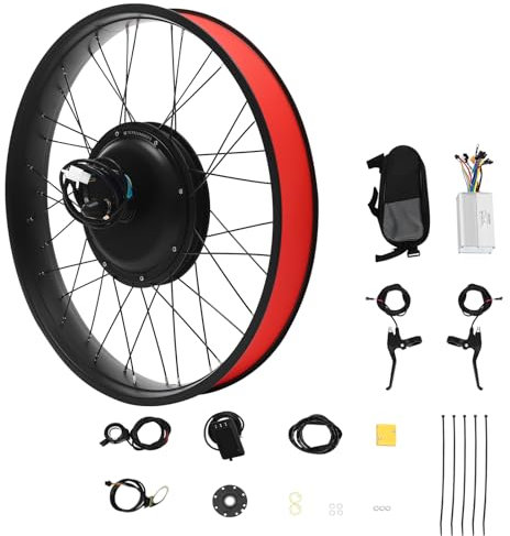 26 Zoll Fat-Bike Fatbike Umbausatz E-Bike Bürstenloser Vorderrad Motor Kit mit LCD Display Scheibenbremse 48V 1000W