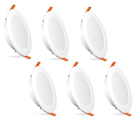 paul russells Bathroom Spot Lights Ceiling, 6W LED Round Panels 3 CCT Light, 600LM, 3000K,4000K,6500K, Led Downlights spotlights for Ceiling, Panel Lighting (Non-Dimmable), 6 Pack