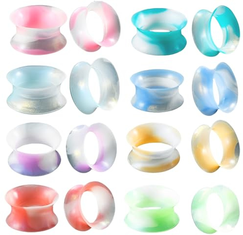 GUSXPPD 8 Paar Flesh Tunnel aus Silikon, 3-25mm Silikon Ohr Tunnel Set, Soft Ohr Plug Expander, Ohr Piercing Schmuck für Frauen Männer (4mm)
