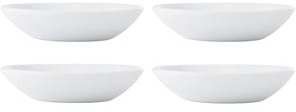 MIKASA Chalk White Porcelain Dip Bowls, White Glossy Round Bowls, Ideal for Tapas, Dips, Sauces, Condiments, Dishwasher Safe, Set of 4, 9cm