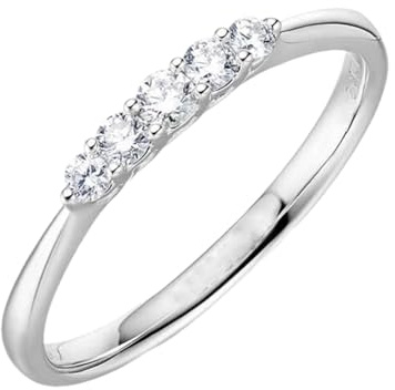Beydodo Diamant Ring Damen Weißgold 750, Trauringe Schmal mit Diamant 0.15ct Frauen Ringe Verlobung und Hochzeit Größe 53 (16.9)