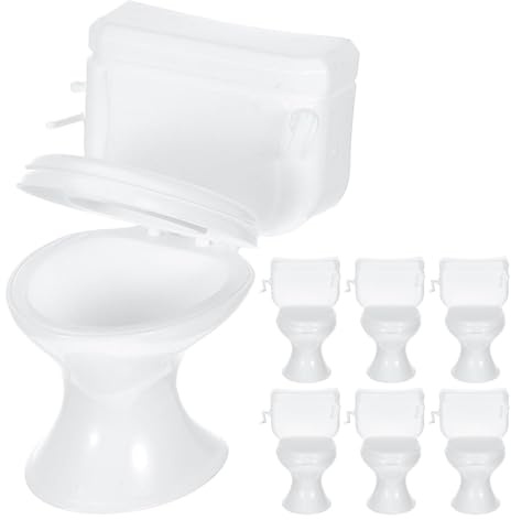 Uonlytech 7-teiliges Puppenhaus-Miniatur-Badezimmer-WC, weiß, Maßstab 1:12, Möbelmodell für Puppen, winziges WC für DIY-Bastelarbeiten und Mini-Badezimmerdekorationen