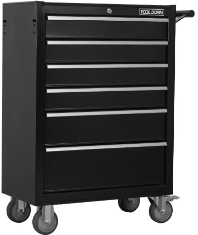 gonew21 Werkstattwagen XXL mit 7 Schubladen | 61 cm Rollender Werkzeugschrank, 160kg Belastbar, mit Zentral-Schloss & Kugellager – Mobiler Werkzeugwagen für Garage, Werkstatt und Industrie (Schwarz)