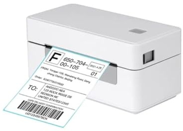 4x6 Direct Thermal Label Printer - Postage Label Printer - Barcode Printer (USB Only, White)
