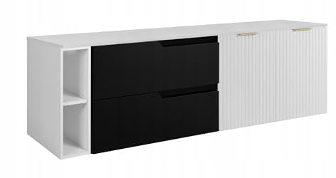 Rodan Moderne Möbel - Schrank Schwarz - Möbelstück - Bastelregal – Bastelplatte 160 x 57 x 46 cm