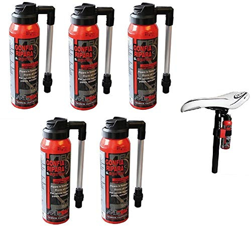 MVTEK 5 x Fast CO2 (GONFIA E RIPARA) per Bici Bicicletta MTB Mountain Bike/Strada - Corsa - Kit Fast BOMBOLETTE