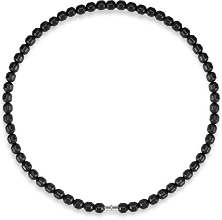 Power Ionics Schwarzer Turmalin Choker Kette Damen - Boho Kette Mit Magnetverschluss - Handmade Aus Tourmaline - Elegante Schwarze Halskette, passend für 50cm Größe, elastisch