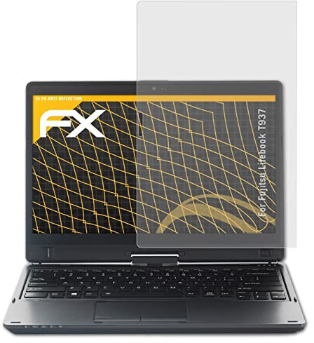 atFoliX Panzerfolie kompatibel mit Fujitsu Lifebook T937 Schutzfolie, entspiegelnde und stoßdämpfende FX Folie (2X)